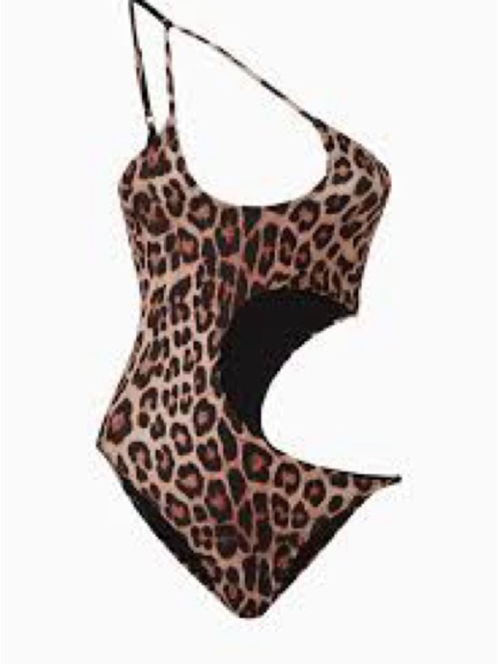 Anthro, Good American • NWT $99 US One-Shoulder Leopard Cutout Swimsuit - Picture 3 of 5